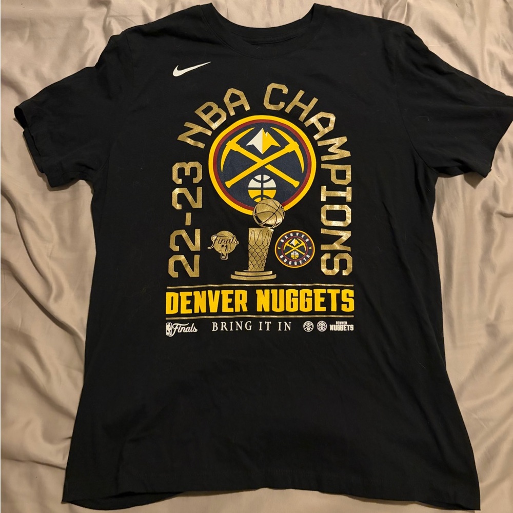 Nike Black Denver Nuggets 22-23 NBA Champions Graphic Tee Shirt Large